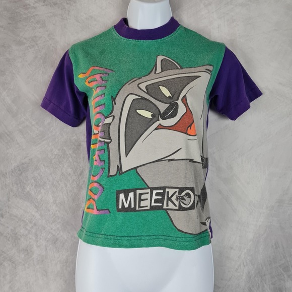 Vintage Disney Pocahontas Meeko Shirt Youth Small Green Purple Graphic 90s